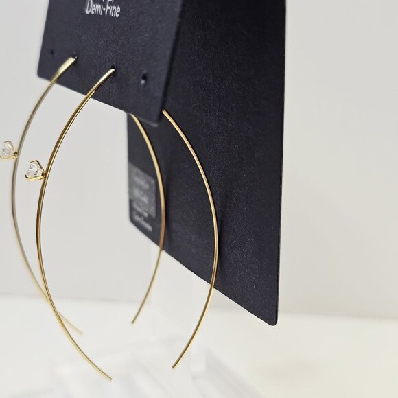 Nordstrom 14K G Layered CZ Large Upside Down Hoop Earrings NWT‎ - Picture 4 of 8